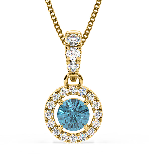Ella Blue Lab Diamond 0.71ct Pendant Necklace in 18K Yellow Gold - Elara Collection